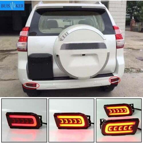 2PCS LED Reflector Rear Fog Lamp Fog Light Brake light turn signal For Toyota Land Cruiser Prado LC150 2010-2019