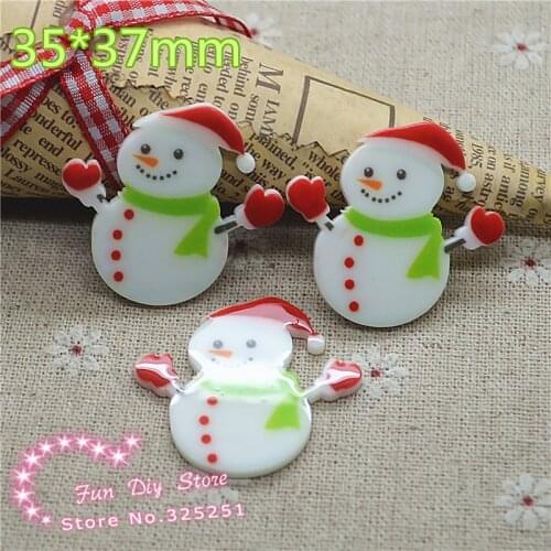 20PCS Acrylic Laser Cutting Christmas Snowman Planar, Xmas Scrapbook Embellishments Charms,35*37mm