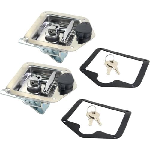 AP03 2 xTrailer Door Latch T-Handle Lock Stainless Steel Keys w/Gasket For Trailer RV
