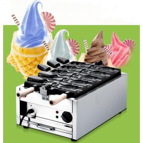 Free shipping cost 110v 220v Open mouth ice cream taiyaki machine fish cone maker
