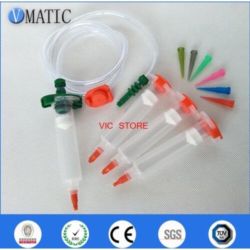 Free Shipping 30cc/ml Liquid Glue Dispenser Solder Paste Adhesive Pneumatic Syringe & Piston + Barrel Adapter + Needles