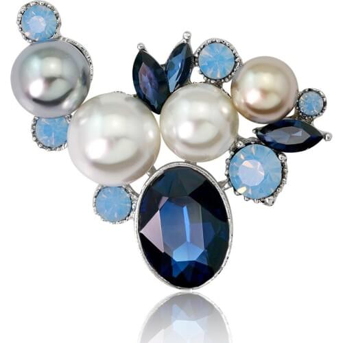 2018 Fashion Alloy imitation pearl Brooches jewelry beautiful Rhinestone flower pins and brooches for women men suits pins metal