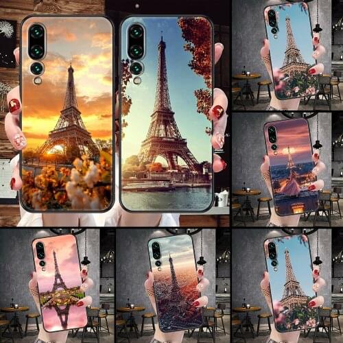 Eiffel tower Phone Case For Huawei P Mate P10 P20 P30 P40 10 20 Smart Z Pro Lite black painting coque pretty shell soft bumper
