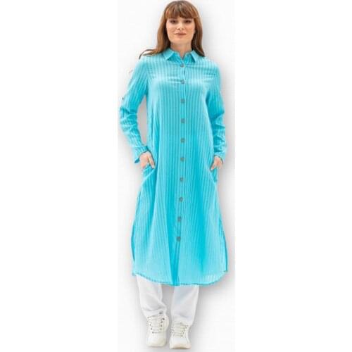 Handcrafted Long Summer Cotton Thin Fabric Tunic Dress New Fashion Islamic Hijab Clothing For Women Made In Turkey