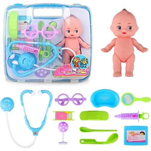 New 12pcs toys Doctor Play sets Simulation Medicine Box Doctor Toys Stethoscope Injections Light Role Pretend Children gifts