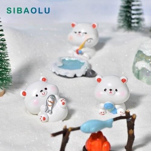 Glacier Polar Bear Ice Igloo Figurine Cartoon Animal Home Decor Miniature Garden Cake Decoration Accessories Modern Figure Gift