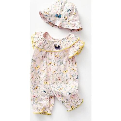 Newborn Full Cotton Clothes Summer Flower Bodysuit For Girls One-Pieces Romper 2021 Baby Clothing Jumpsuit With Hat