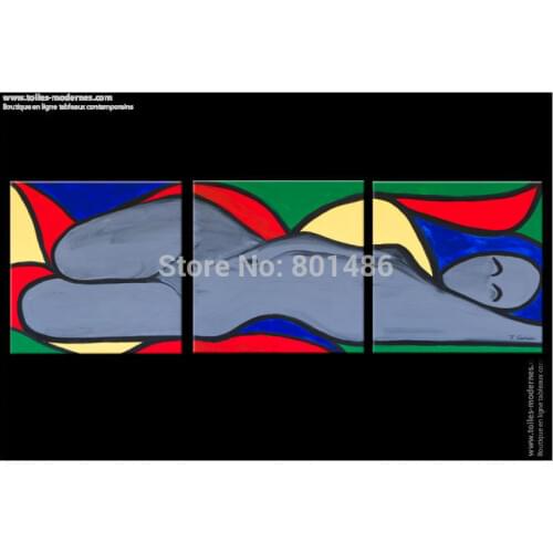 Nude Art oil paintings Hand painted 3 pieces modern abstract Wall art for home decorartion custom and wholesales is welcomed