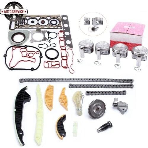 EA888 MK2 Gasoline Overhaul Set 06H 107 065 CP 21MM Piston Gasket Seal s 13Pcs Timing Chain Tensioner Kit For VW Audi Skoda 1.8T