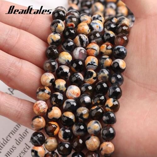 Round Spot Agate Natural Stone Beads Charms Loose Spacer Beads For Jewelry Making DIY Bracelets Necklace 15'Strand 8mm