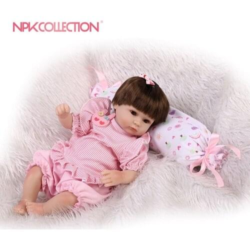NPK 43cm Silicone Reborn Baby Dolls with Implant hair doll Alive Adorable Lifelike Toddler Kids Toy Bebe Boneca Birthday