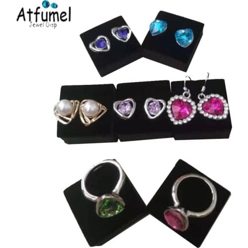 Square Velvet Jewelry Earring Holder Soft Sponge Stud Organizer Counter DIY Jewelry Pad Raiser Ring Display Stand Sheet 10Pcs