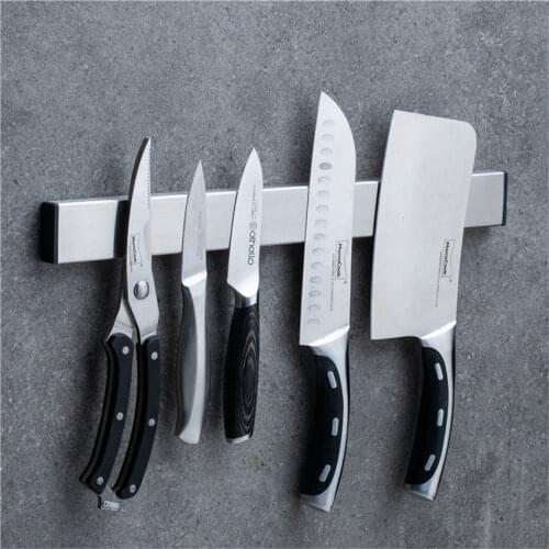 Magnetic knife Holder Punch-free Kitchen Knife Stand Bar Strip Wall Magnet Block Aluminum For Knives Storage Cooking Accessories
