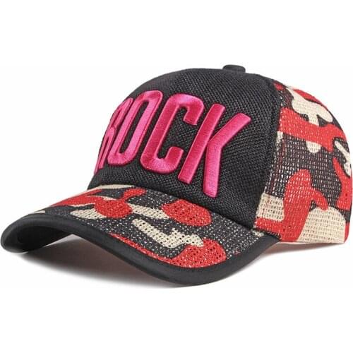 Fashion Summer Breathable Baseball Cap For Men Women Embroidery Letter ROCK Trucker Caps Outdoor Golf Fishing Visor Net Hat