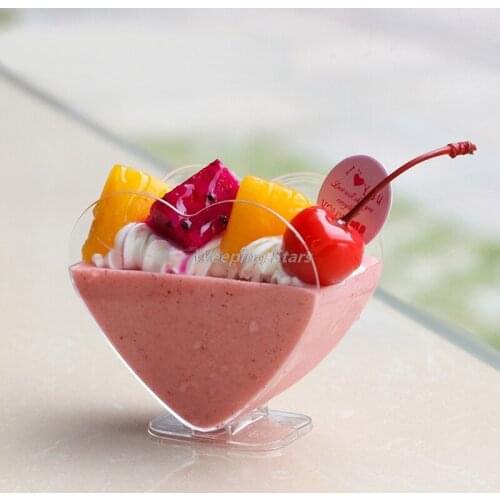 Mousse Dessert Heart-shaped Cups Plastic Pudding cup Disposable Tiramisu cup