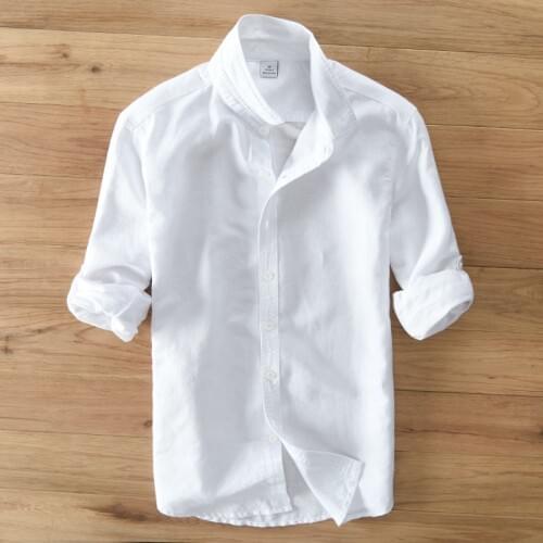 Men Cotton and linen Shirts high quality Mens Loose Shirt Long Sleeves Chinese Style Solid Color Casaul Shirt Tops