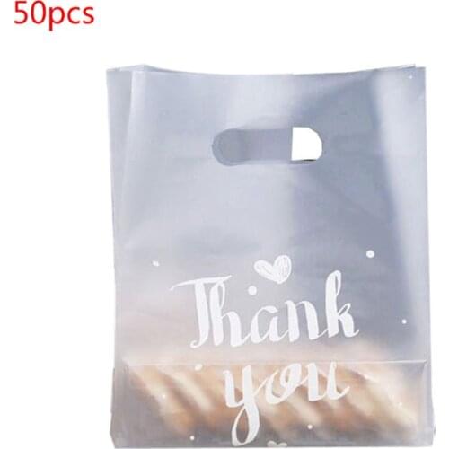 2020 New 50pcs Plastic Thank You Bread Package Cookie Candy Bag Wedding Food Packaging