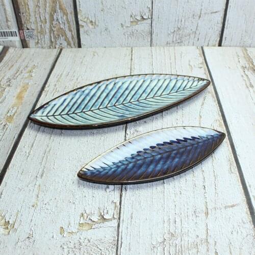 New China-Japan Creative Ceramic Tableware Leaf Sushi Dishes Saury Dishes Home Dishes Cold Dishes Dishes Kiln