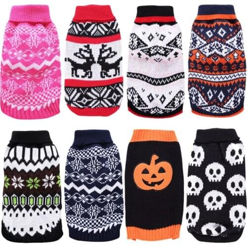 Pet Dog Christmas Outfit Snowflake Sweater Halloween Pet Clothes Dogs Shirt Clothes Puppy Shirts Dog Pet Clothing 100% Cotton