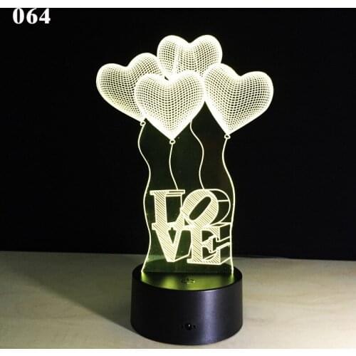 NEW Romantic I LOVE YOU Sweet Lover Heart Balloon Colorful 3D USB Lamp Action Figure Acrylic Night Light LED Table Bedroom Decor