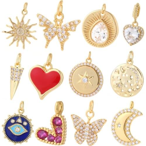 Star Diy Pendant Charms Heart Eye Meteor Jewelry Making Supplies designer Charms for Earring Necklace Bracelet Micro Pave Zircon