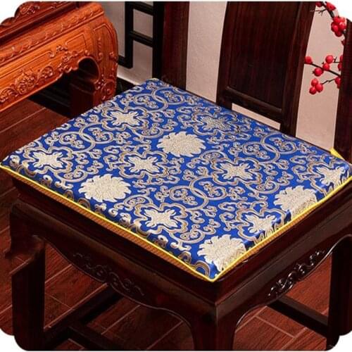Custom Luxury Jacquard Kitchen Dining Chair Pad Sofa Seat Cushion Non-slip Chinese Silk Brocade Armchair with Zipper Sits Mats
