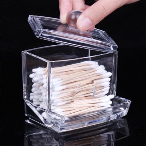 Transparent Clear Acrylic Q-tip Holder Box Cotton Swabs Stick Storage Cosmetic Makeup Case Boxes