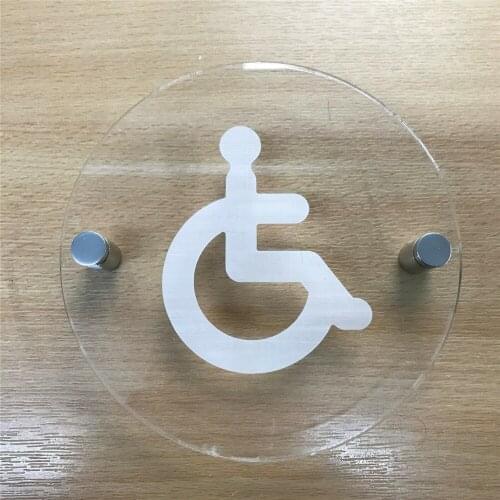 DIY House Number Customized Round Disabled Toilet Sign Clear Gloss 5MM Acrylic Premium Vinyl 2 Sizes