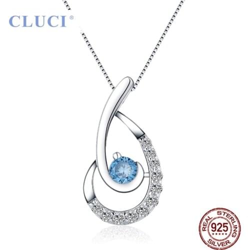 CLUCI Silver 925 Elegant Small Oval Pendant Jewelry for Necklace Making Sterling Silver Women Zircon Charms Pendant DP027SB