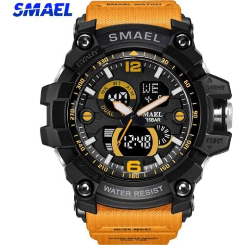 SMAEL Men Military Watch 50m Waterproof Wristwatch LED Quartz Clock Male relogios masculino 1617 Digital Sports Watches Mens