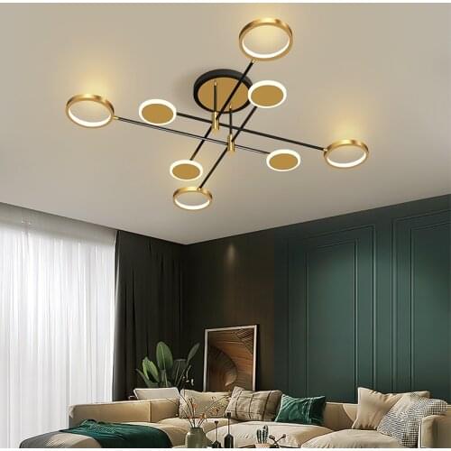 Modern LED Chandelier Lighting For Living Room Bedroom New Lamp Gold Frame Aluminum Dropshipping Indoor Fixture Light Lustres