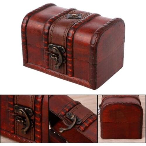 Vintage Handmade Wooden Storage Box Decorative Trinket Case Jewelry Organizer