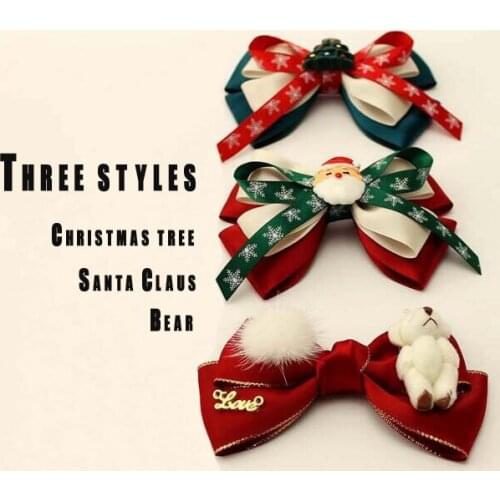 Superior quality Ribbon Christmas Hair Bows with Clips Hair Boutique Christmas Bow for Kids DIY Hair Accessories