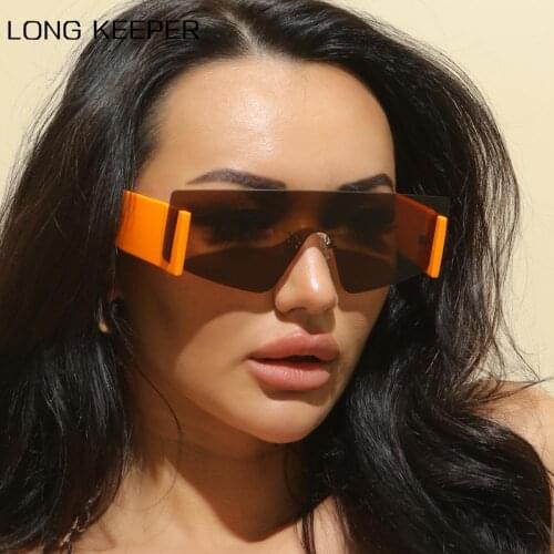 2021 New Oversized One Piece Sunglasses Women Brand Designer Flat Top Sun Glasses Vintage Shades Eyewear Oculos Feminino UV400