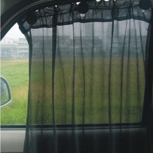 2Pcs Car Sun Visor Rear Side Window Sun Shade Mesh Fabric Sun Visor Shade Cover Shield UV Protector Black Auto Sunshade Curtain