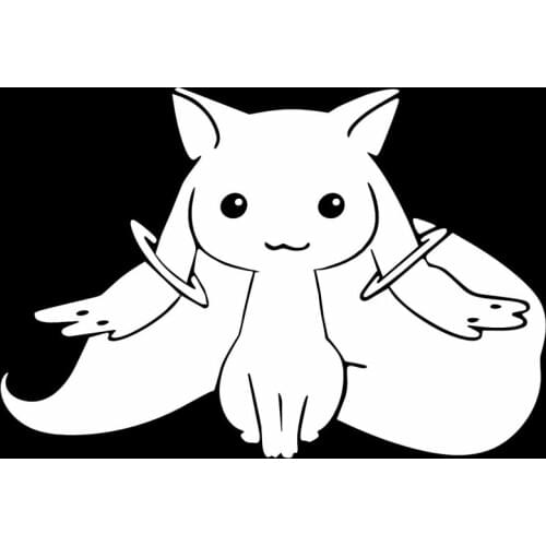 15.9cm*10.9cm Madoka Magica Kyubey Anime Decals Stickers Decor Vinyl Black/Silver S3-4988