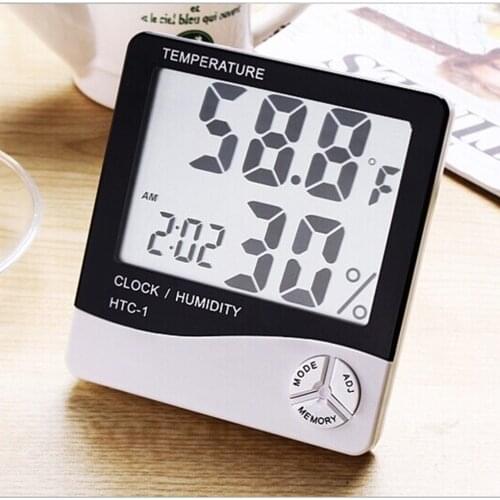 2 Pieces Mini Digital Thermometer Humidity Meter Room Temperature Indoor LCD Alarm Clock Hygrometer
