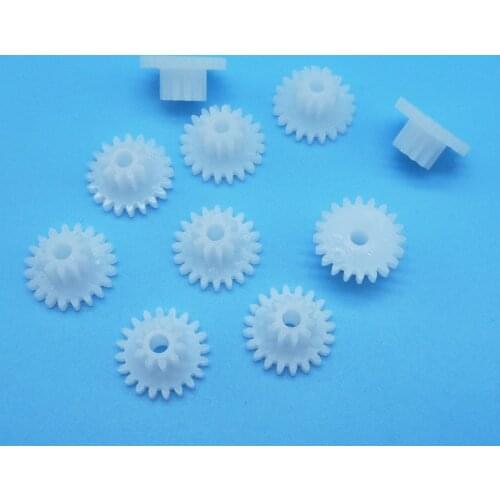 20102B 0.5M Double Layer Gears 20 Teeth/ 10 Tooth 2mm Loose Plastic Gear Parts Toy Accessories 10pcs/lot