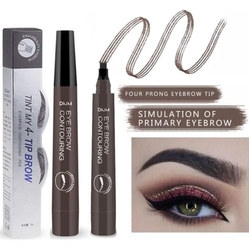 5 Colors 3D Magic Microblading Eyebrow Pencil Makeup Tool Tint 4 Tip Liquid Brow Tattoo Pen Waterproof Cosmetic Eyebrow Liner