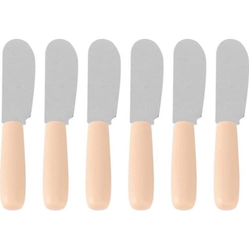 6pcs Stainless Steel Plastic Handle Butter Knife Silicone Kitchen Utensil Set Cooking Tools Butter Knife With Plastic Handle