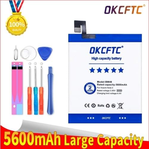 OKCFTC 100% Original BM46 Battery For Xiaomi Redmi Note 3 Note3 Pro Prime Batterie 5600mAh Real Capacity Rechargeable Batteria