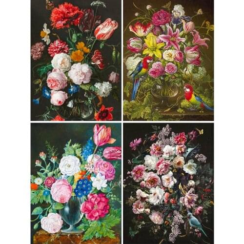 5D DIY Diamond Painting Flower Cross Stitch Kit Full Drill Embroidery Vase Mosaic Peony Art Picture of Rhinestones Home Decor