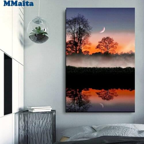 Diy diamond painting Natural landscape moon tree rhinestone mosaic cross stitch 5d embroidery kits full square/round drillGG5416