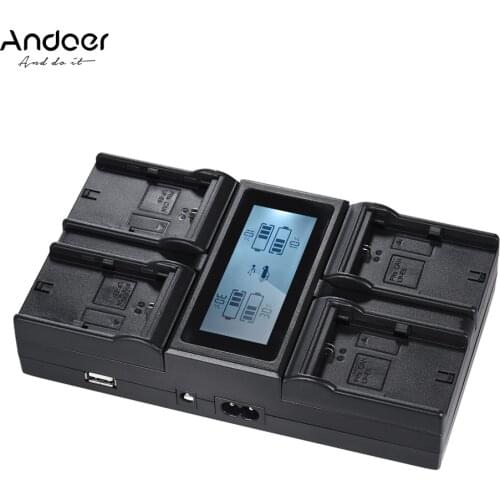 Andoer LP-E6 LP-E6N 4-Channel Digital Camera Battery Charger for Canon EOS 5DII 5DIII 5DS 5DSR 6D 7DII 60D 80D 70D