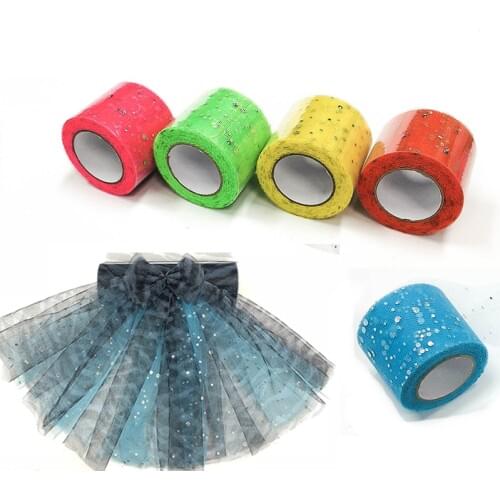 5cm*25Y Glitter Sequin Tulle Roll Spool DIY Craft Tutu Skirt Fabric Girls Dress Birthday Wedding Decoration Party Supplies