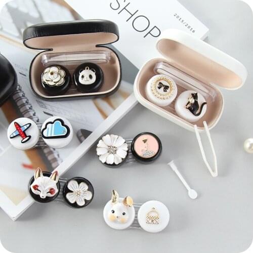 Contact lens case Cut Animal Glasses Case with Mirror Eyes Contact Lenses Box For Glasses Lens Container Glasses