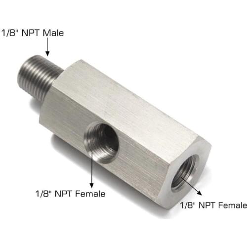 2 Hole 1/8'' BSPT Oil Pressure Sensor to NPT Adapter Supply Feed Line Gauge