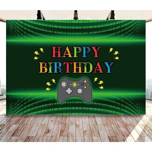 E-sports Playing Games Birthday Party Backdrops Decor Green Video Screen Gamepad Lets Join Theme Table Backgrounds For Photo
