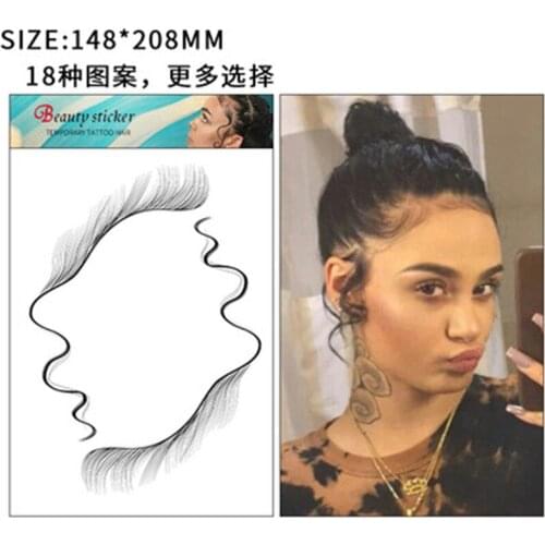Baby Hair Tattoo Sticker 18Styles Slayed Edges Hairstyles Tattoo Edge Baby Hair Waterproof Temporary Tattoo edges Artificial