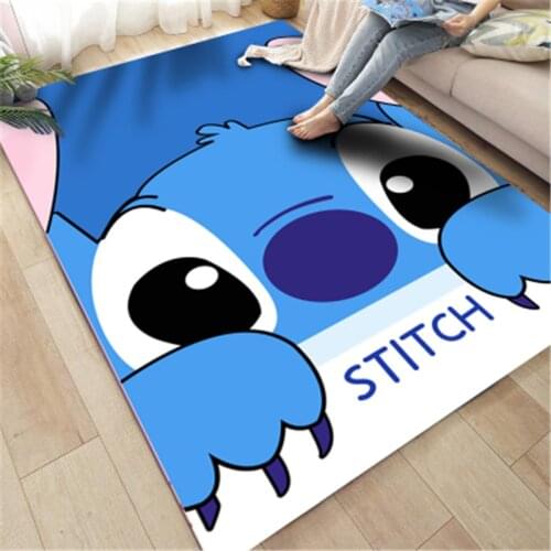 Disney Stitch 80x160cm Kids Playmat Washable Carpet Rug for Living Room Washable Modern Printing Geometric Floor Rug Carpet